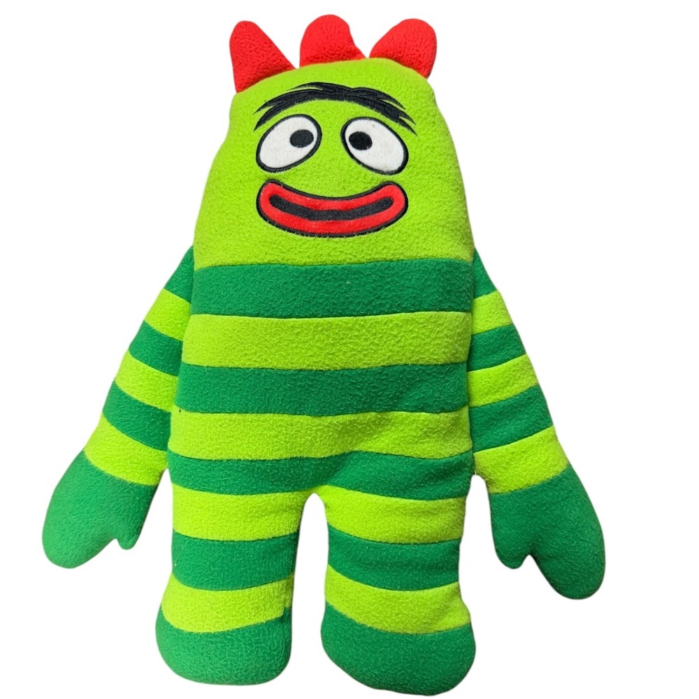 Yo Gabba Gabba Brobee Green Striped Plush Stuffed Toy 2011 BabyBoom 18 inch